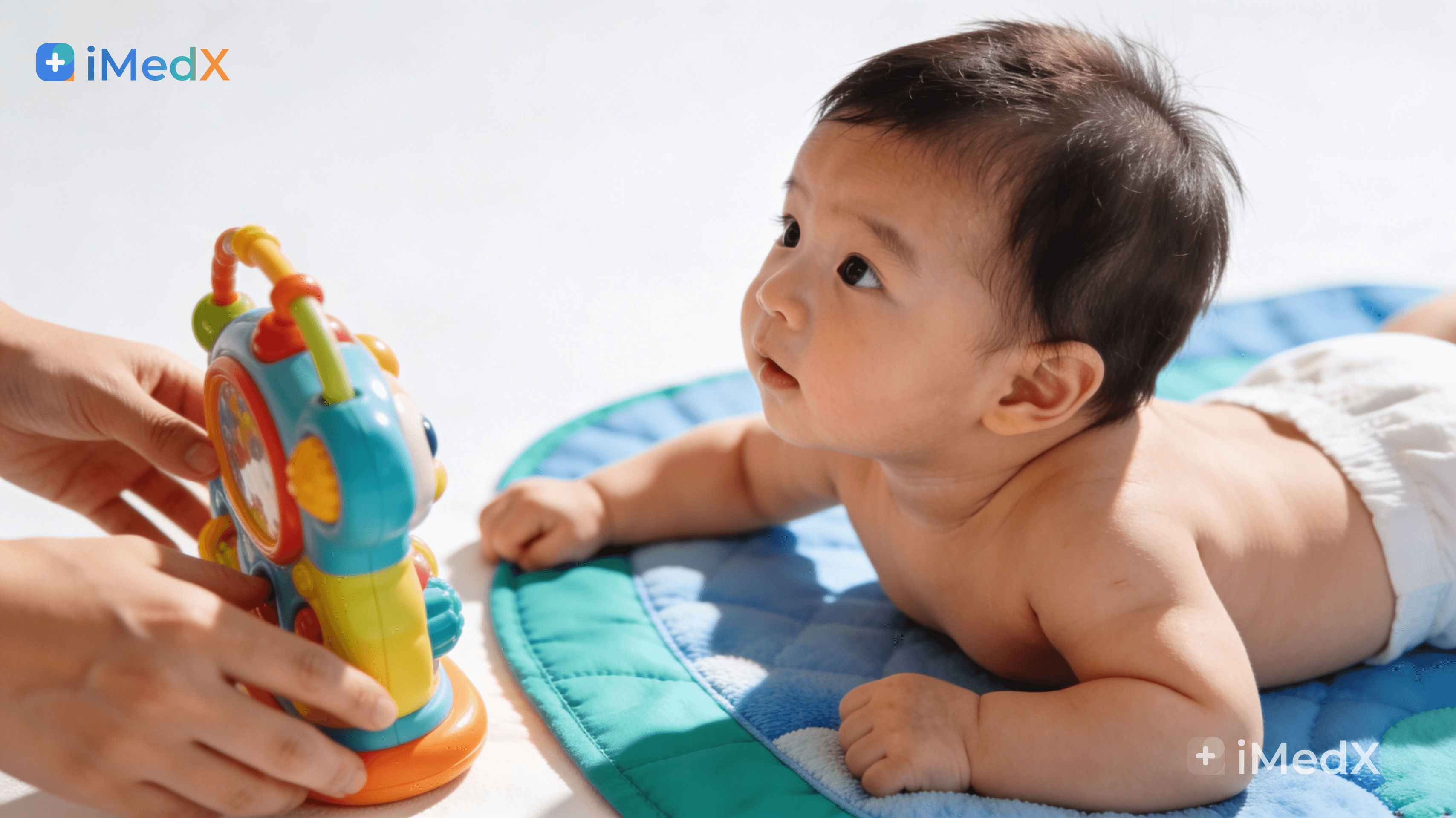 Tư thế nằm đúng từ 0–6 tháng giúp đầu bé tròn đẹp